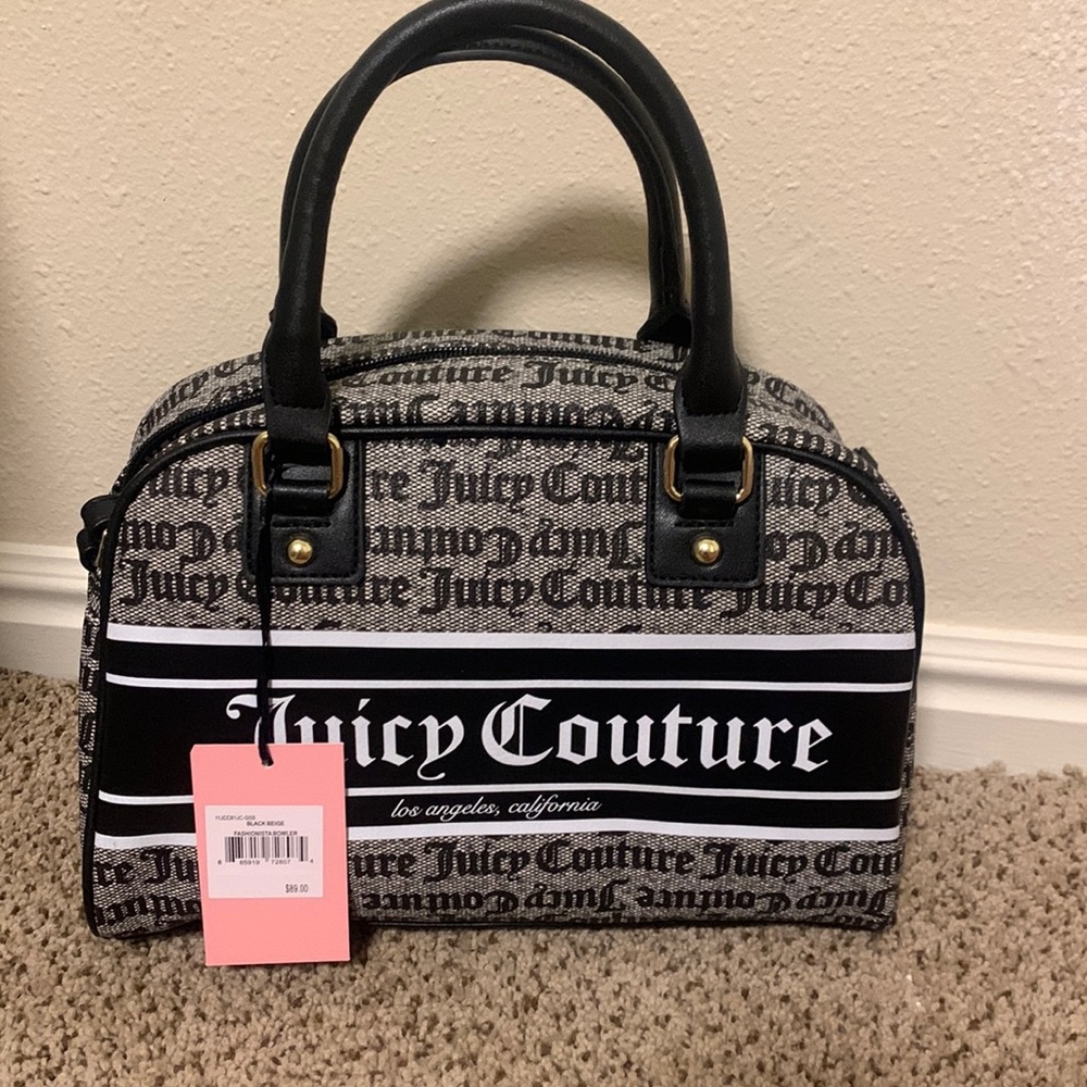 NWT!!! Juicy Couture black beige fashionista bowler purse!